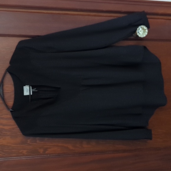 HD in Paris Anthropologie Black Long Sleeve Sheer Flowy Blouse Size 4 - Picture 1 of 7